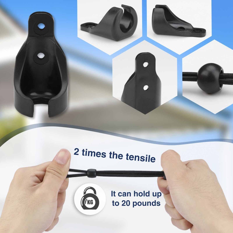 IVYSUN Sun Shade Replacement Parts Shade Tie Downs and End Cap with Ring Kit Reinforced End Cap Weather Resistance Compatible with Coolaroo Exterior Roller Shade Outdoor Blinds(Black 2 Set) - Image 4